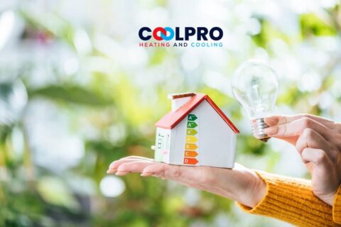 A person holding a house with a light bulb in it.