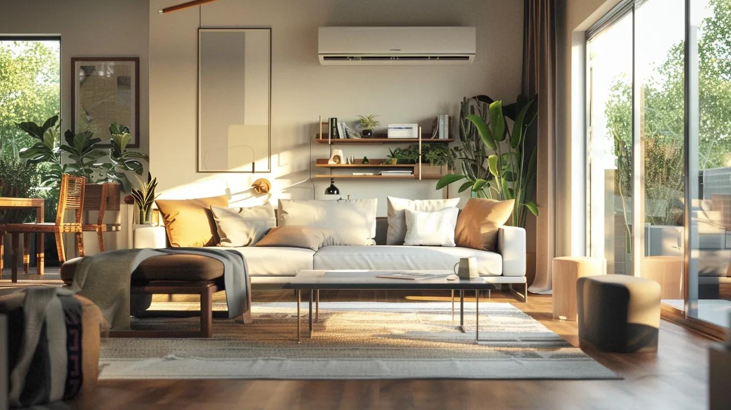 Modern HVAC system in a stylish home setting emphasizing comfort and efficiency